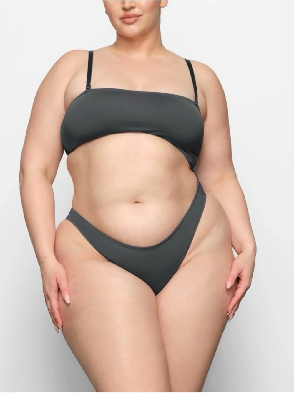 NWT Skims Recycled Swim Strapless Monokini Set in Gunmetal